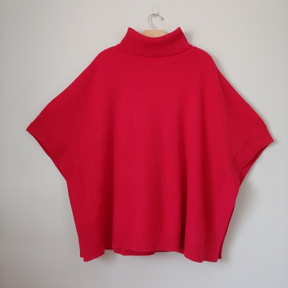 Chico's Cashmere Knit Poncho Sweater Black Label Red Size Large / X-Large - Picture 5 of 16